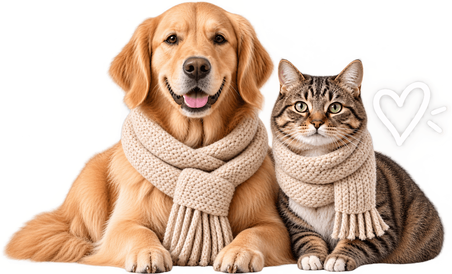 Dog and Cat with a Heart